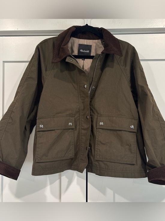 Madewell Jackets & Blazers - Madewell The Billie Short Barn Jacket Trench Green Vintage Canvas Womens Size M